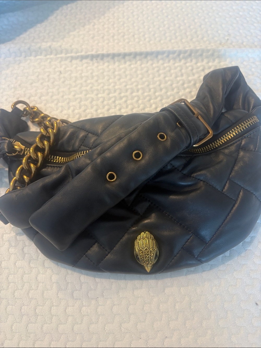 Kurt Geiger Black Quilted Lambskin Crossbody Belt Bag- gold hardware - Picture 5 of 7